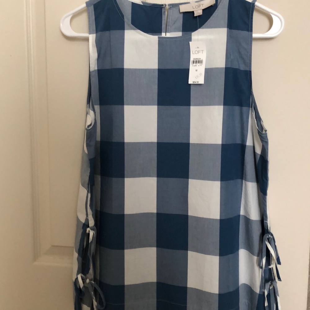 Ann Taylor Loft blue plaid sleeveless top. S: Med